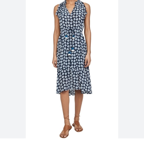 Figue Gabriella dress in navy and white Sleeveless Scoop Neck Sundress XS